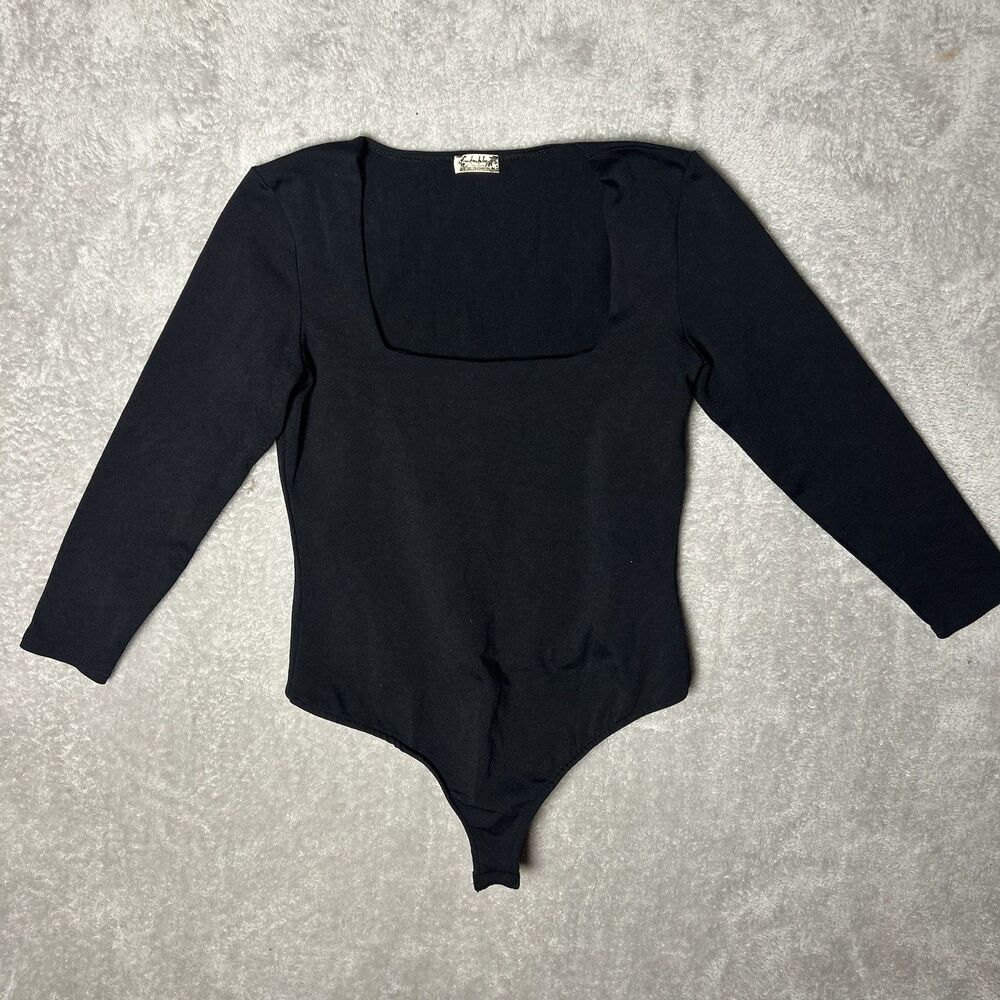 Intimately Free People Black Three-Quarter Sleeve Bodysuit Size Medium